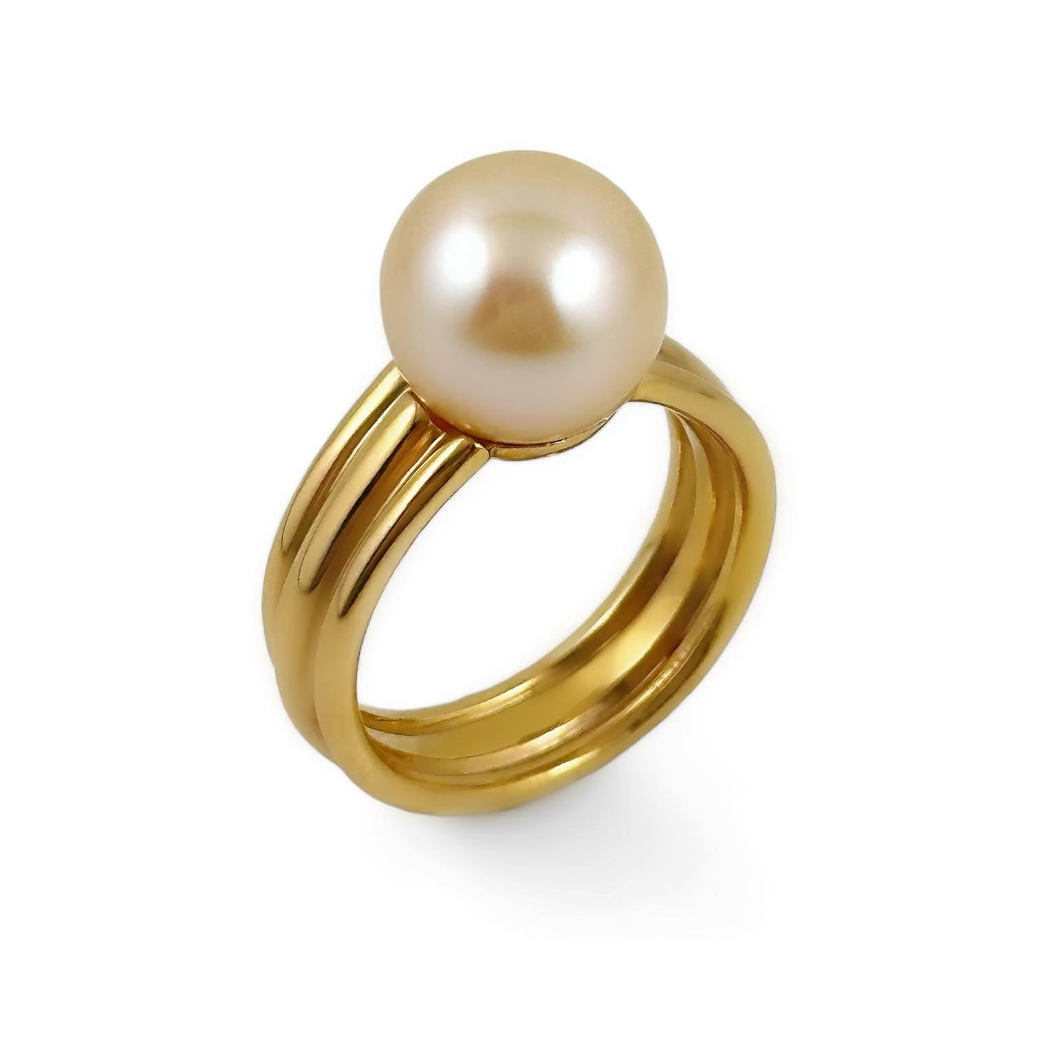 Anello da donna in oro giallo con perla Tahiti - Simmi Gioiellerie -Anelli