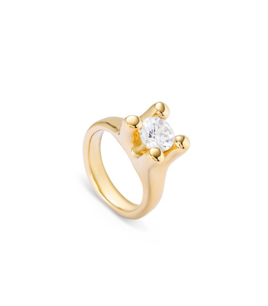 Anello da donna Uno de 50 placcato oro 18k con zirconia bianca - ANI0805 - Simmi Gioiellerie -Anelli