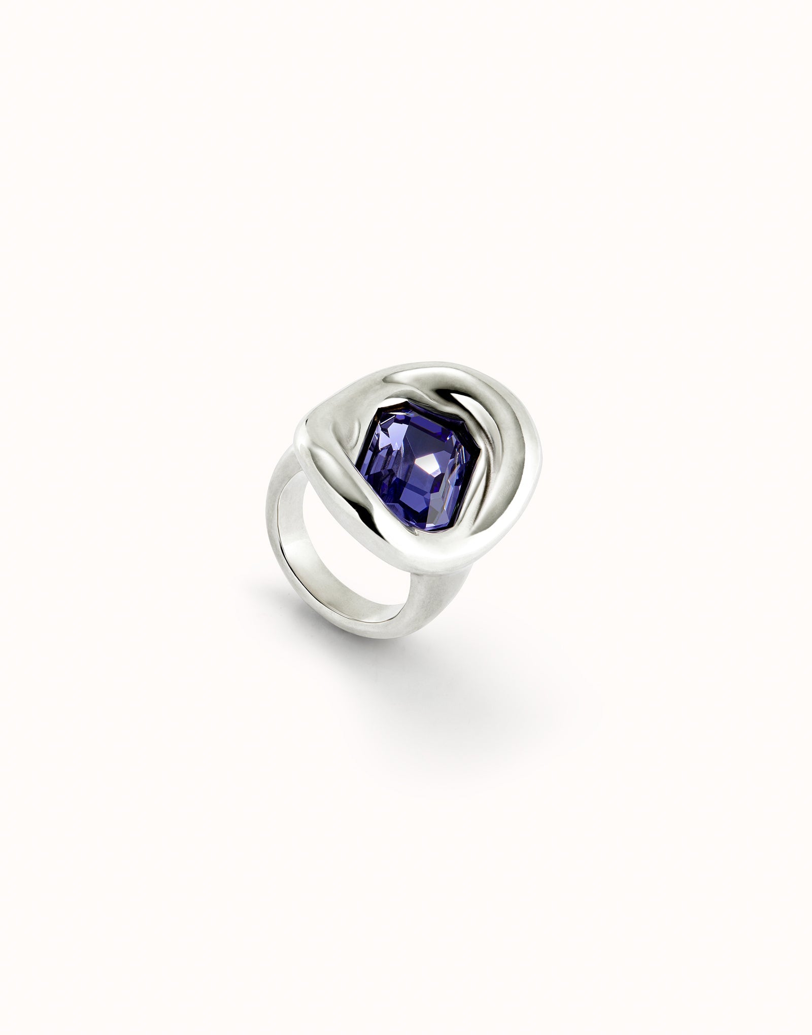 Anello placcato argento sterling con cristallo viola - ANI0826AZOMTL - Simmi Gioiellerie - Anelli