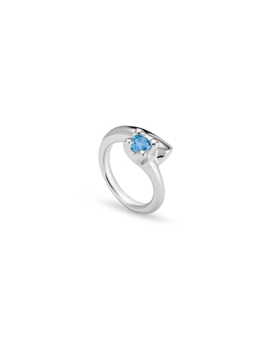 Anello placcato argento Sterling con zirconia blu - ani0826azumtl - Simmi Gioiellerie - Anelli