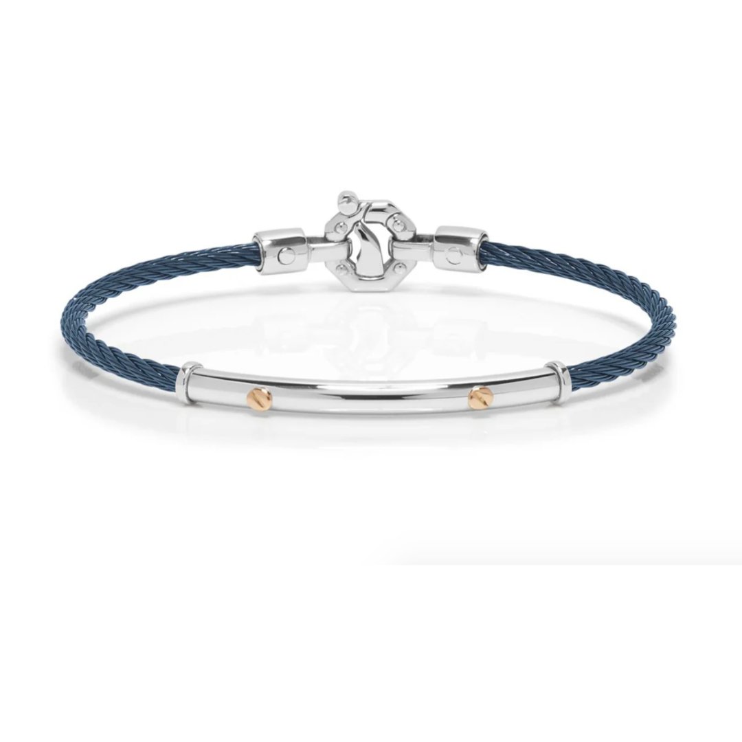 BARAKÀ - BRACCIALE IN ORO, ACCIAIO E PVD BLU CON DIAMANTE - Simmi Gioiellerie - Bracciali