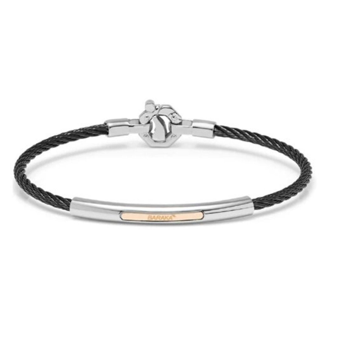 BARAKÀ - BRACCIALE IN ORO, ACCIAIO E PVD NERO CON DIAMANTE - Simmi Gioiellerie - Bracciali