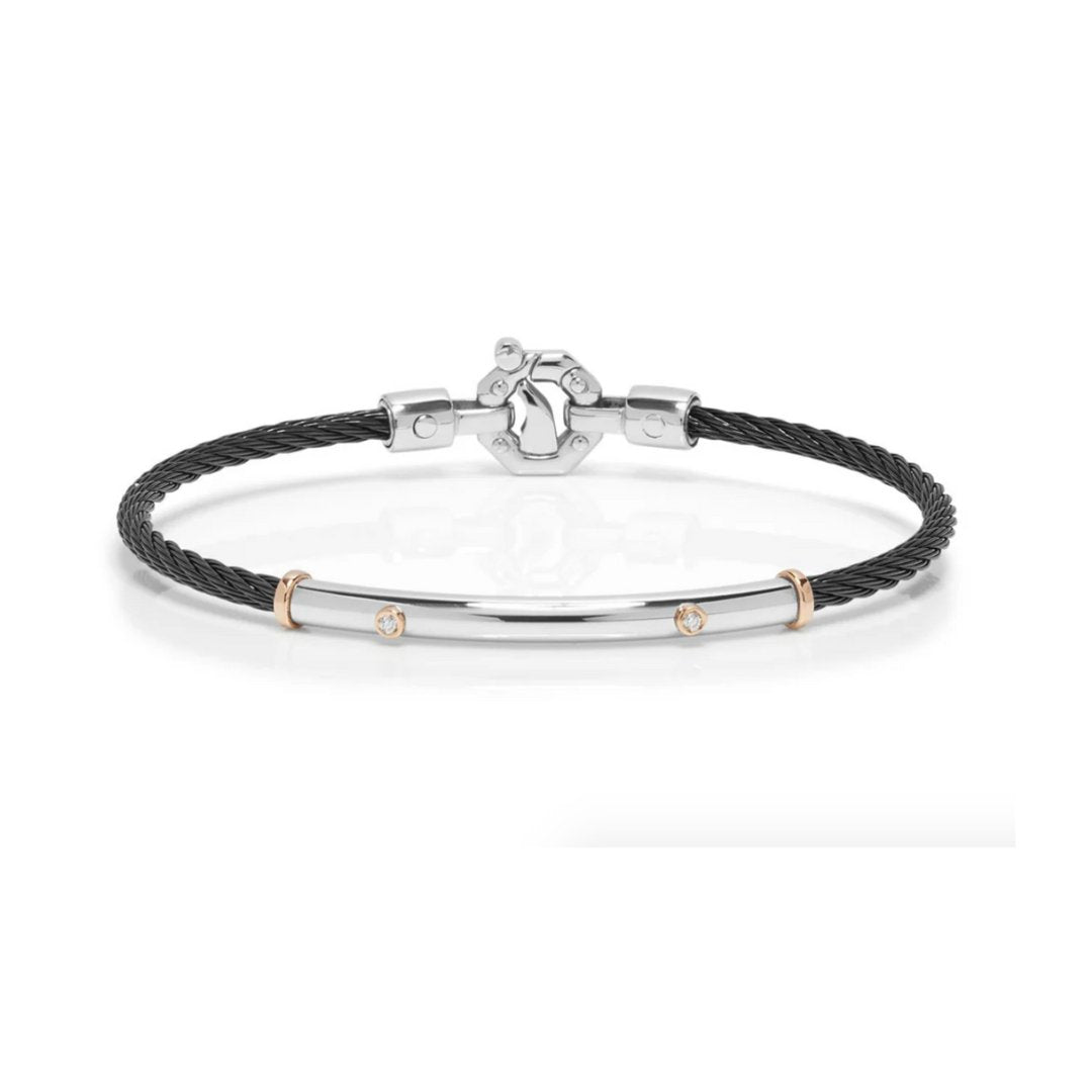 BARAKÀ - BRACCIALE IN ORO, ACCIAIO E PVD NERO CON DIAMANTE - Simmi Gioiellerie - Bracciali