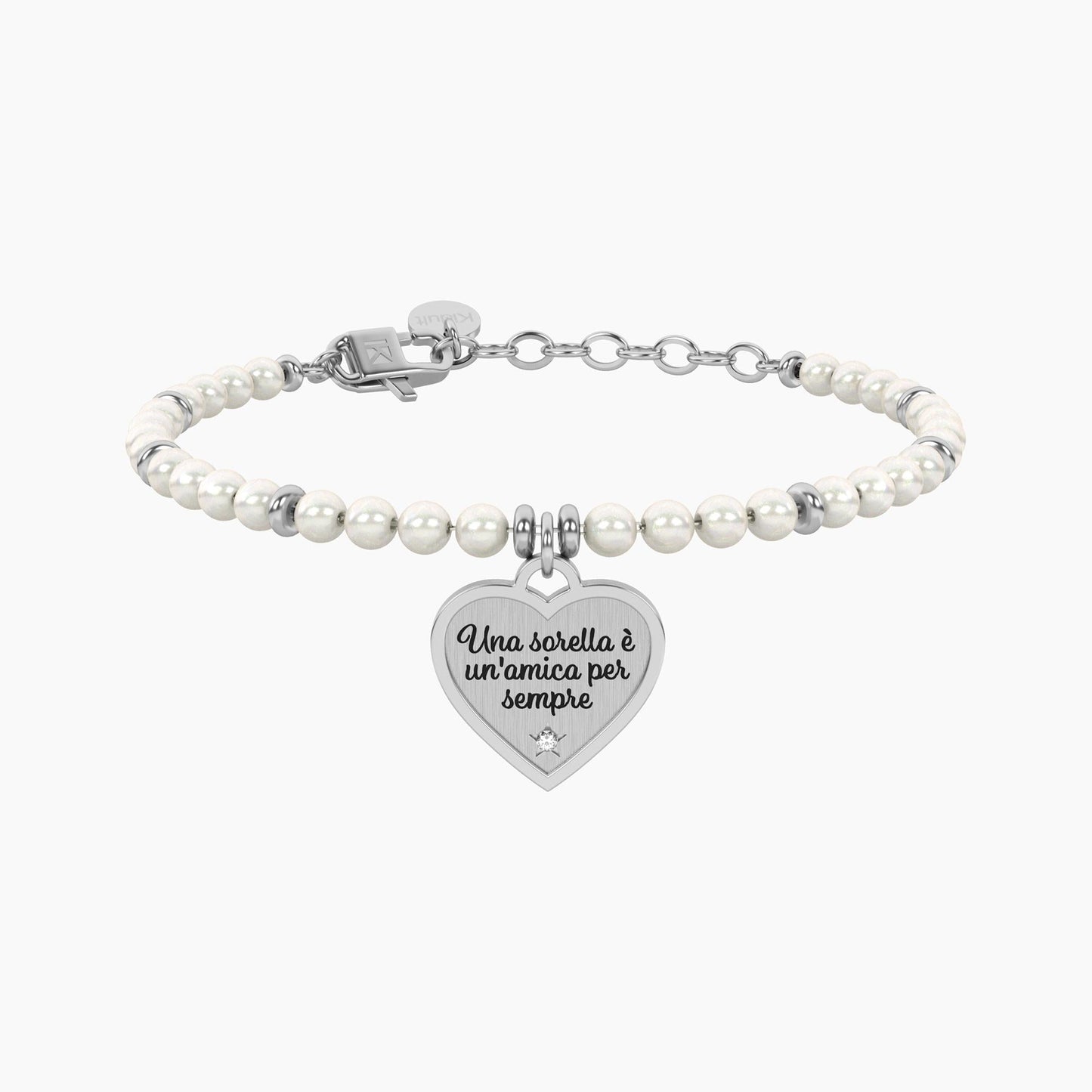 Bracciale perle con ciondolo cuore per sorella Cuore | sorella - 732337 - Simmi Gioiellerie - Bracciali