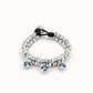 Bracciale placcato argento Sterling con doppia striscia di sfere e 3 cristalli s blu - PUL2386AZUMTL0M - Simmi Gioiellerie - Bracciali