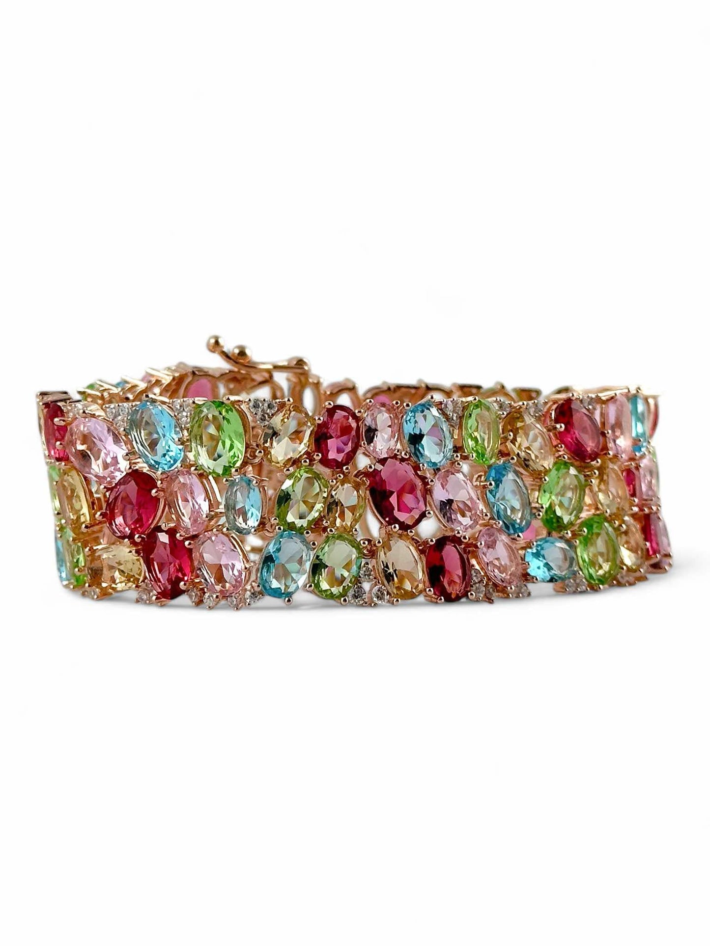 Bracciale polsiera in argento rosa con cristalli colorari - Simmi Gioiellerie - Bracciali