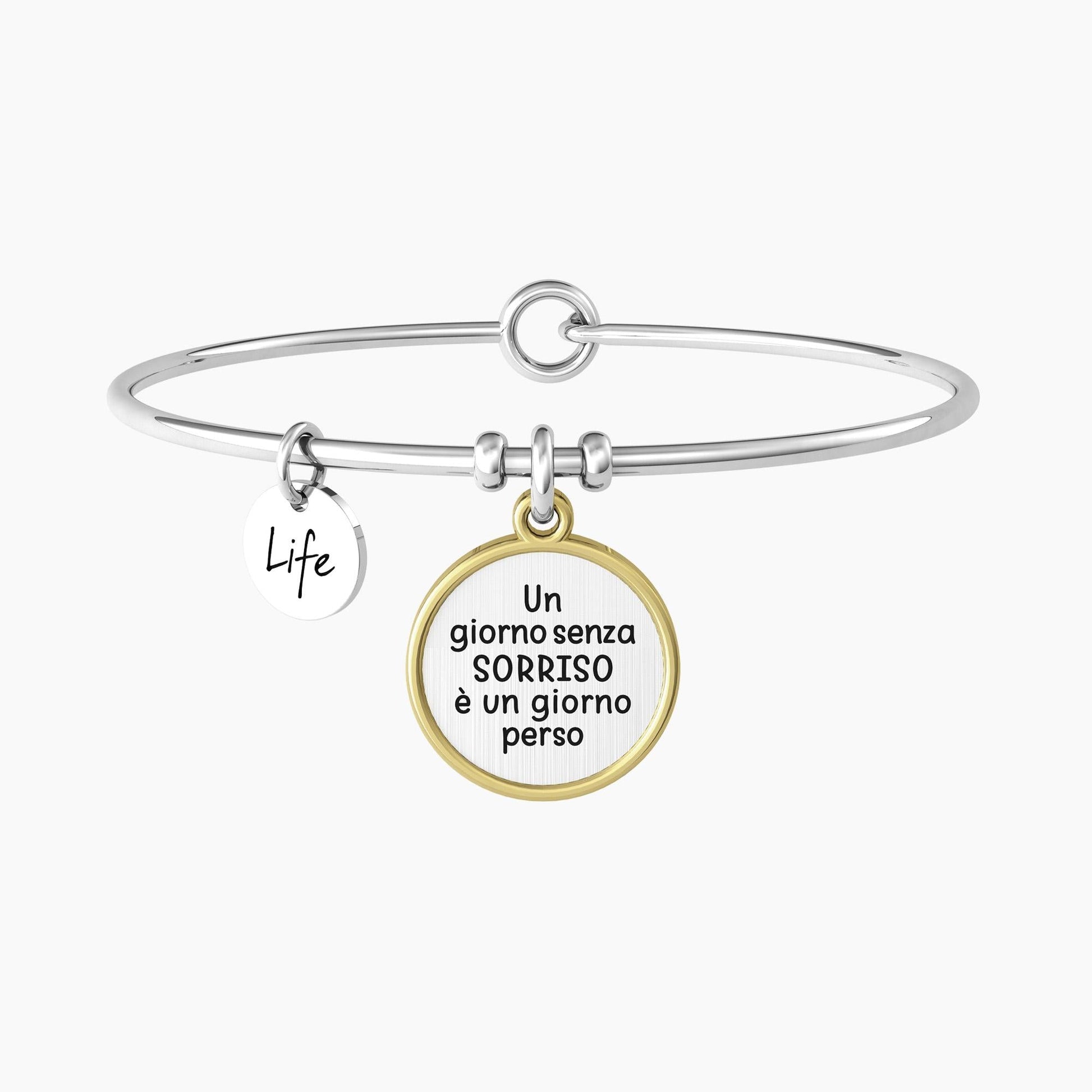 Bracciale rigido donna con frase - Un giorno senza sorriso… - 732150 - Simmi Gioiellerie - Bracciali