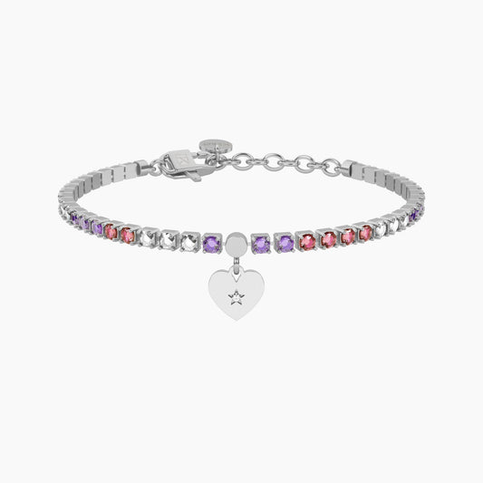 Bracciale tennis rosa e viola con cuore Cuore | amore - 732322 - Simmi Gioiellerie - Bracciali