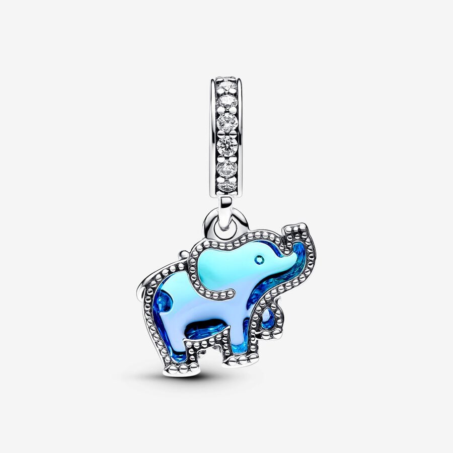 Charm Pendente Elefante Vetro di Murano Blu - 793339C01 - Simmi Gioiellerie -Charm