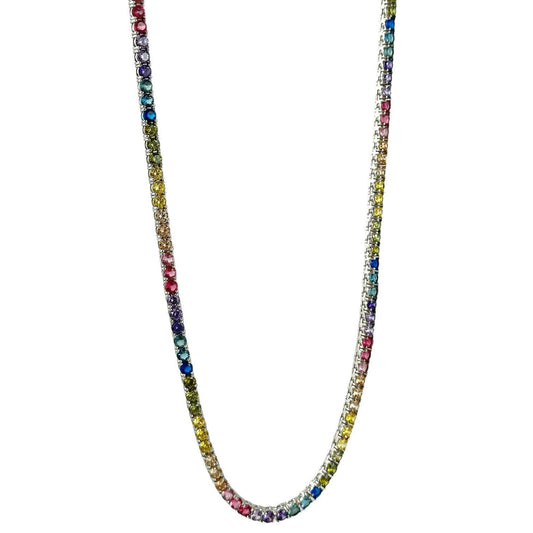 Collana tennis in argento e zirconi rainbow - Simmi Gioiellerie - Collane