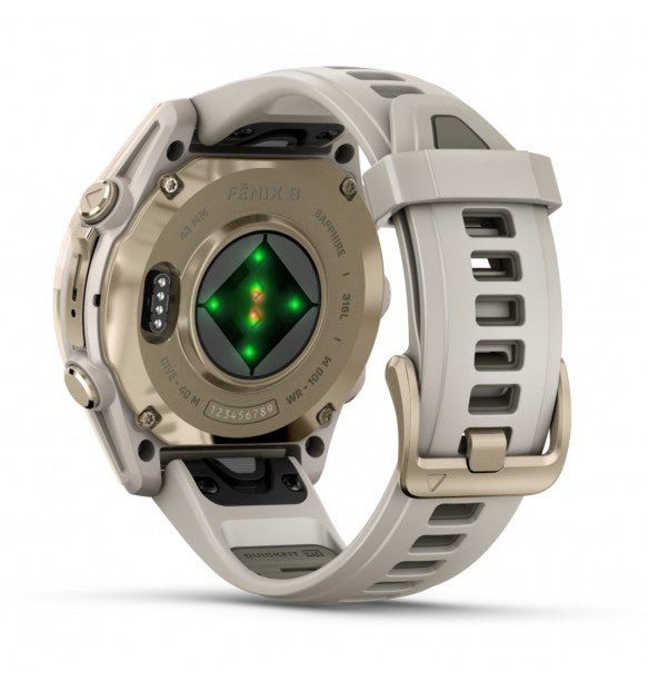 fēnix® 8 - 43 mm, AMOLED Sapphire, Titanio, Soft Gold & Fog Gray - 010 - 02903 - 11 - Simmi Gioiellerie - Orologi