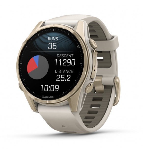 fēnix® 8 - 43 mm, AMOLED Sapphire, Titanio, Soft Gold & Fog Gray - 010 - 02903 - 11 - Simmi Gioiellerie - Orologi