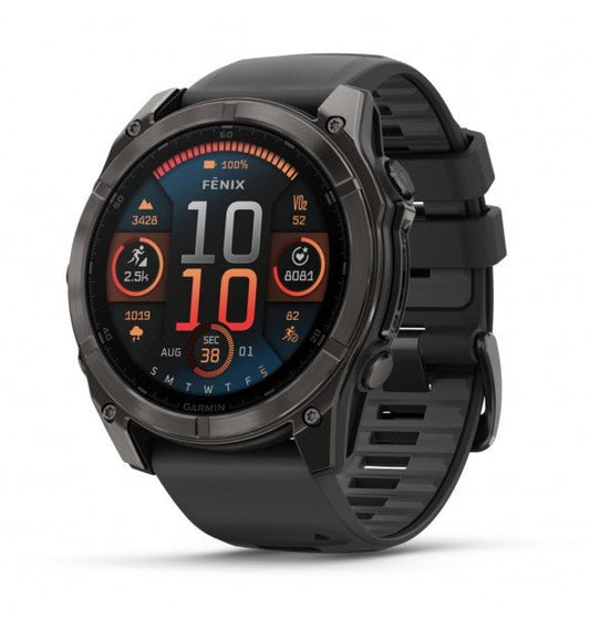 fēnix® 8 - 51 mm, AMOLED Sapphire, Titanio, Carbon Gray DLC & Black - 010 - 02905 - 21 - Simmi Gioiellerie - Orologi