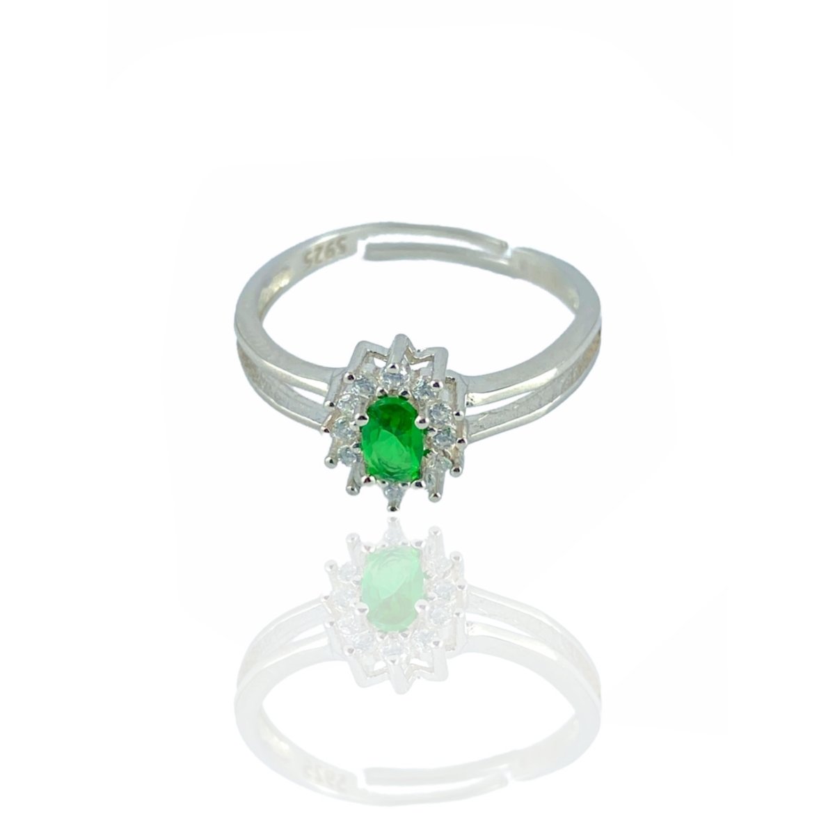 Anello da donna margherita con zircone verde e zirconi - Simmi Gioielli - Simmi Gioiellerie -Anelli