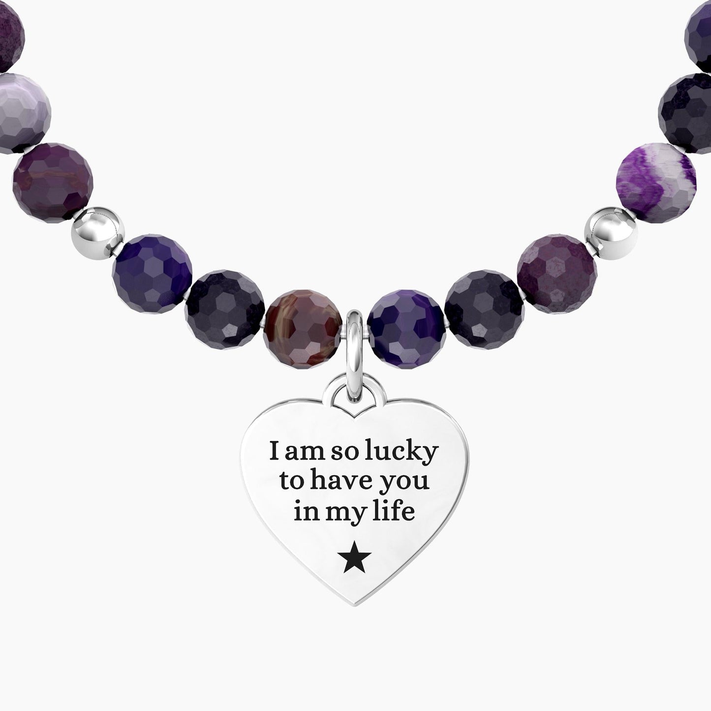 Bracciale amica con agata viola e ciondolo cuore - CUORE | FRIEND IN MY LIFE - 732219 - Simmi Gioiellerie -Bracciali