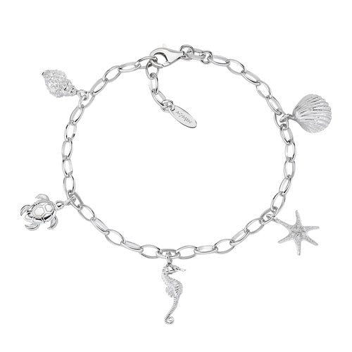 Bracciale Charm Soggetti Mare Rodio - BRANMMAB1 - Simmi Gioiellerie -Bracciali