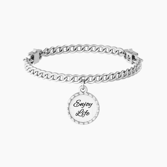 Bracciale con catena e ciondolo tondo con rifinitura borchiata ENJOY LIFE - 732107 - Simmi Gioiellerie -Bracciali