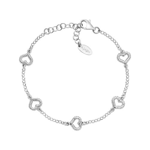 Bracciale Cuore Multiplo Godronato Rodio - BRGOCUB1 - Simmi Gioiellerie -Bracciali