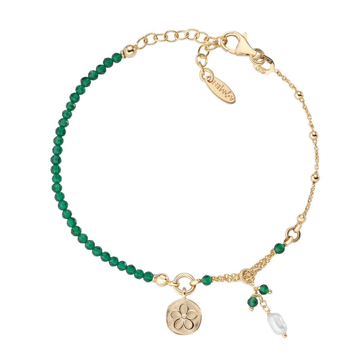 Bracciale Medaglia Fiore e Perla - BRZIQUGVE3 - Simmi Gioiellerie -Bracciali