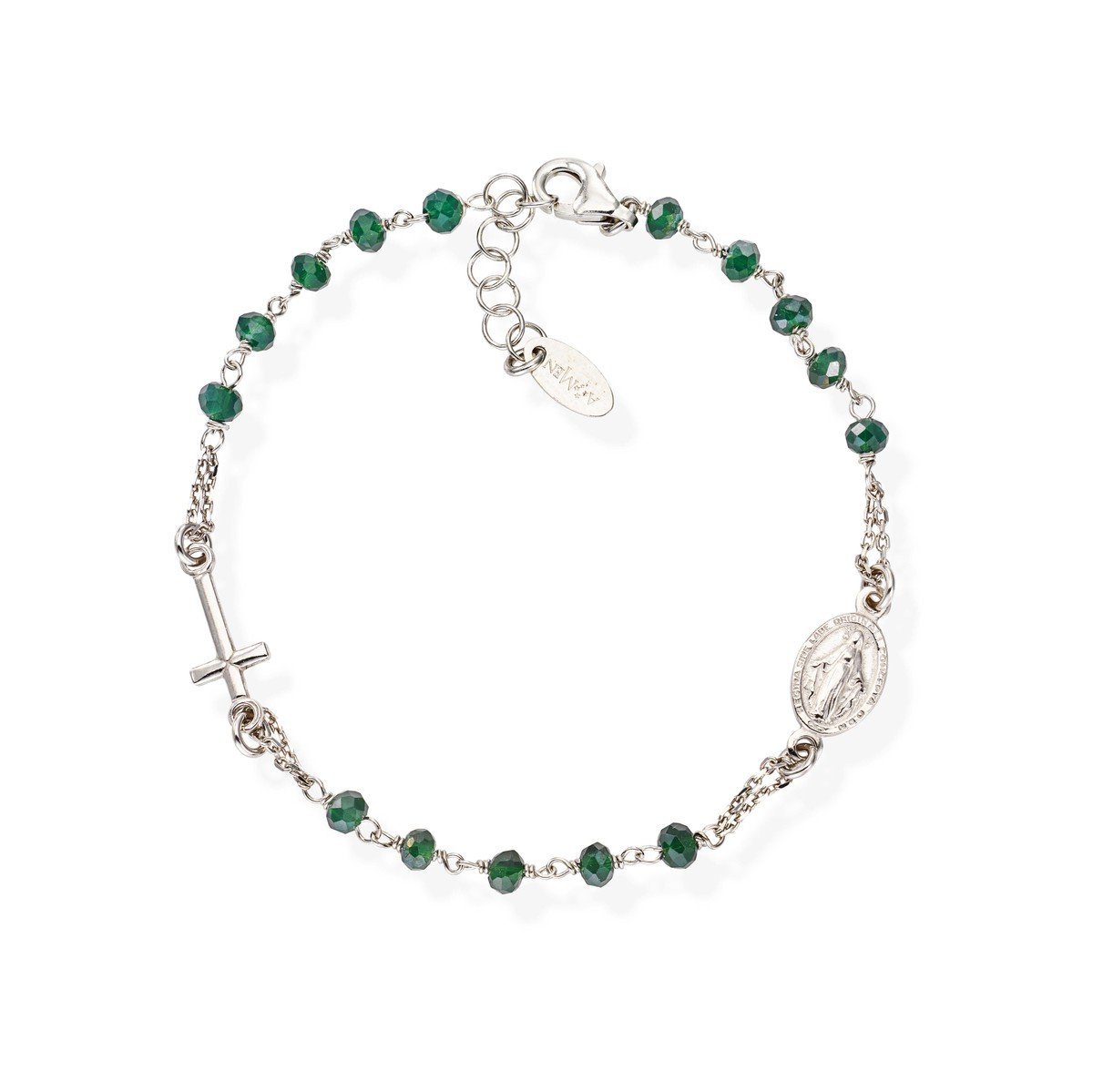 Bracciale Rosario Cristalli Verde Bottiglia - BROBVB3 - Simmi Gioiellerie -Bracciali