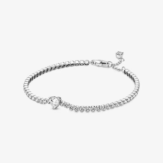 Bracciale Tennis con Cuore in rilievo - 590041C01 - Simmi Gioiellerie -Bracciali