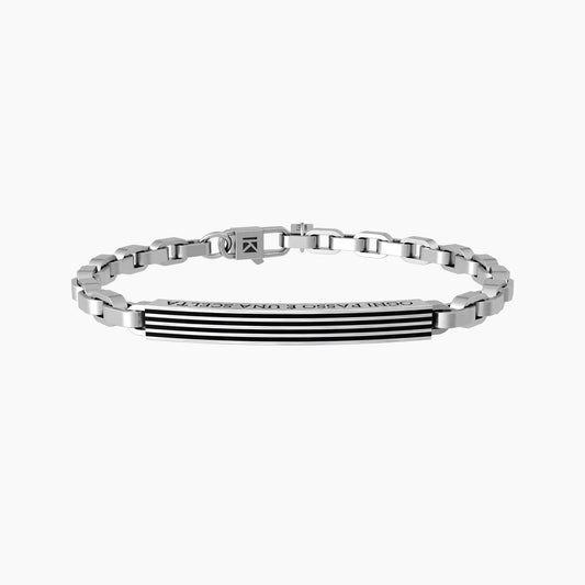 Bracciale uomo con catena ovale e piastrina OGNI PASSO È UNA SCELTA - 732116 - Simmi Gioiellerie -Bracciali