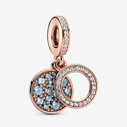 Charm pendente con doppio disco azzurro scintillante - 789186c03 - Simmi Gioiellerie -Charm