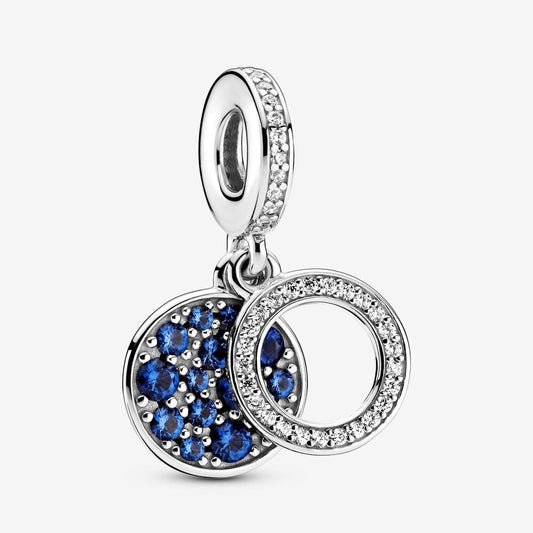 Charm pendente doppio con disco blu scintillante - 799186c01 - Simmi Gioiellerie -Charm