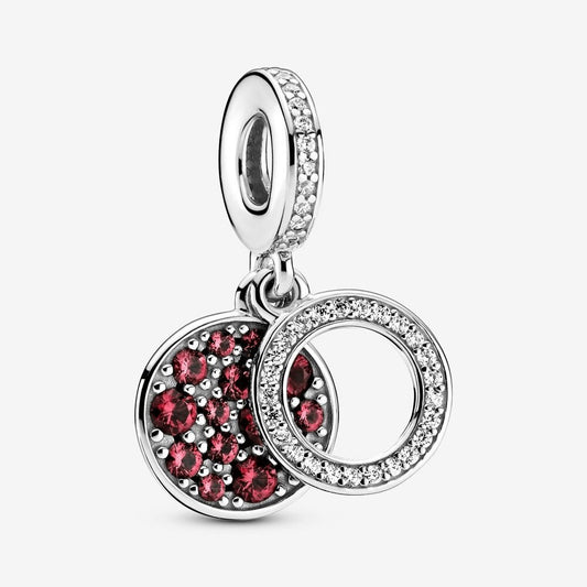 Charm pendente doppio con disco rosso scintillante - 799186c03 - Simmi Gioiellerie -Charm