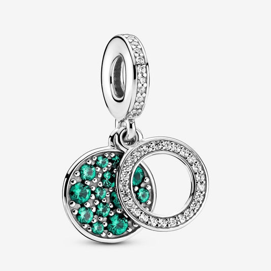 Charm pendente doppio con disco verde scintillante - 799186c02 - Simmi Gioiellerie -Charm