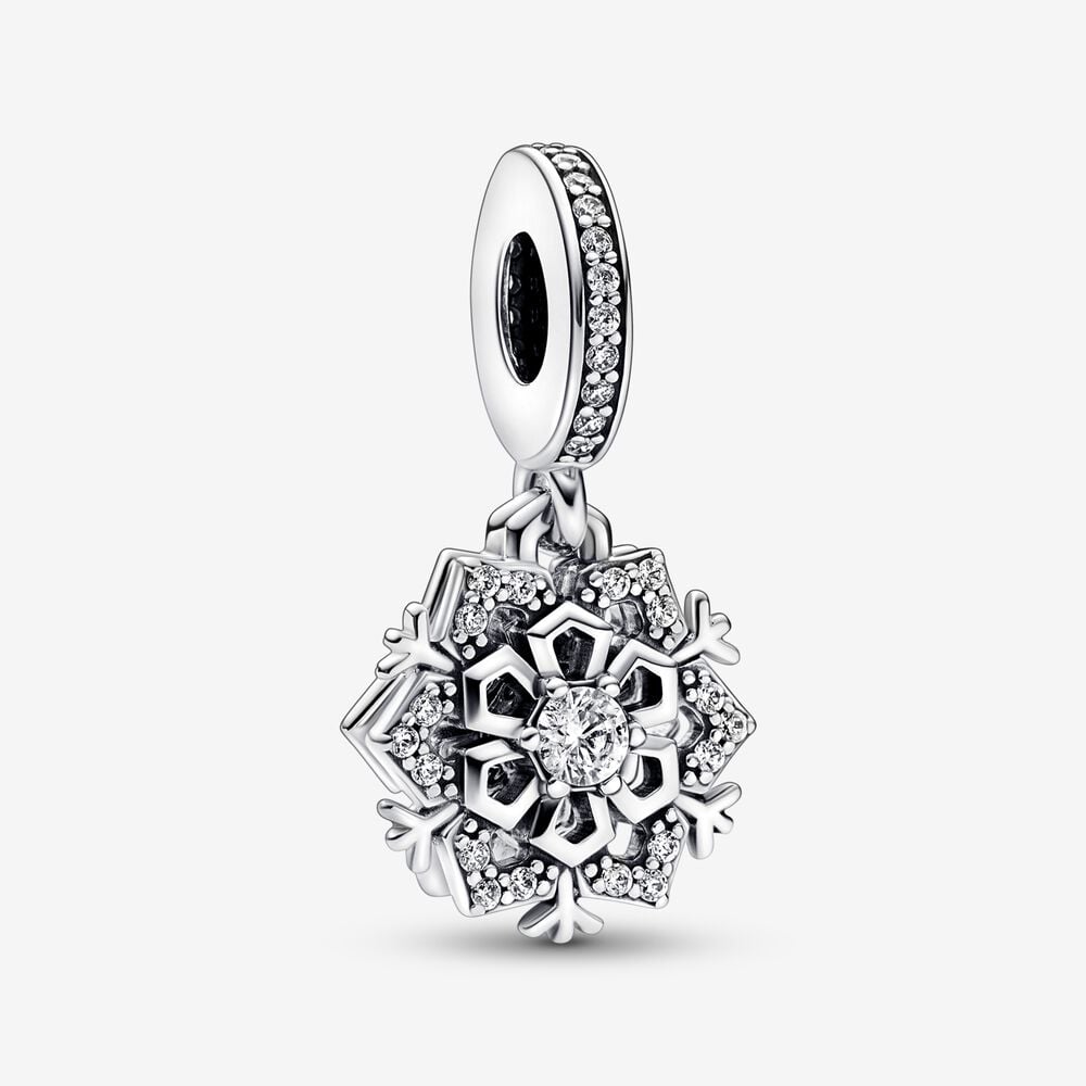 Charm Pendente Doppio Fiocco di Neve Scintillante - 792355C01 - Simmi Gioiellerie -Charm