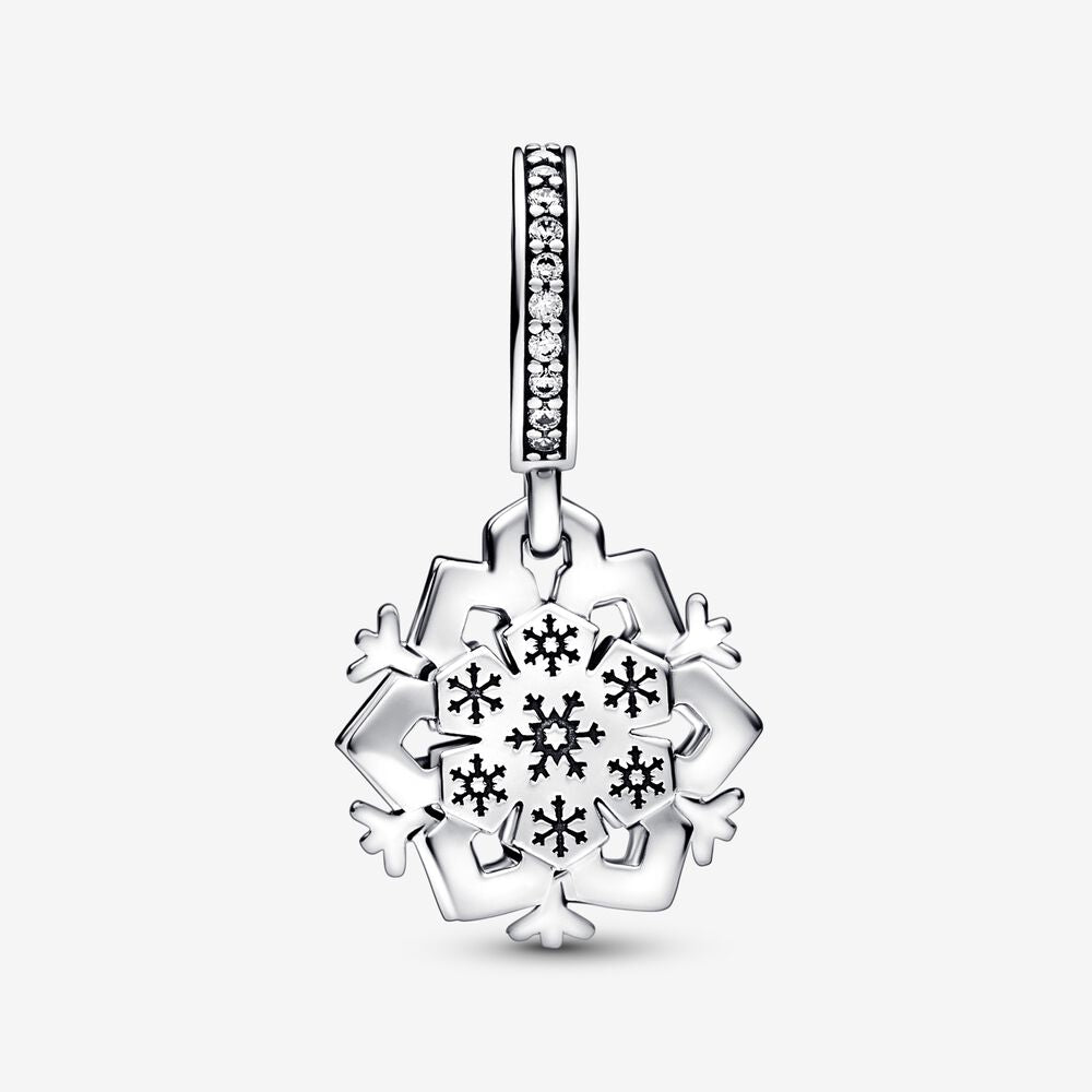 Charm Pendente Doppio Fiocco di Neve Scintillante - 792355C01 - Simmi Gioiellerie -Charm