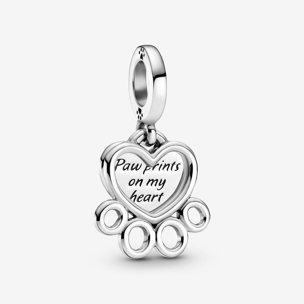 Charm pendente Impronta di zampa e cuori - 799360C00 - Simmi gioiellerie -Charm