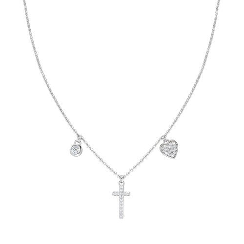 Collana Rodio Croce e Cuore Zirconato - CLCRCUBBZ - Simmi Gioiellerie -Collane