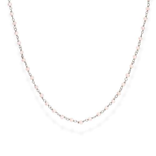 Collana Rodio e Cristalli Rosa 70cm - CLBR70 - Simmi Gioiellerie -Collane