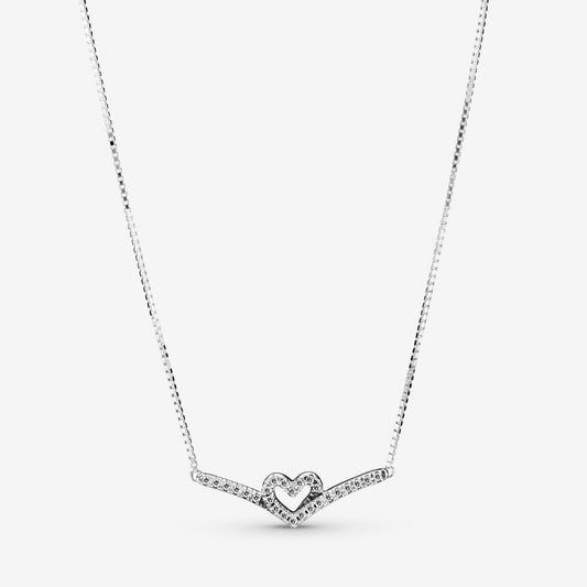 Collier chevron con cuore scintillante - 399273c01 - Simmi Gioiellerie -Collane